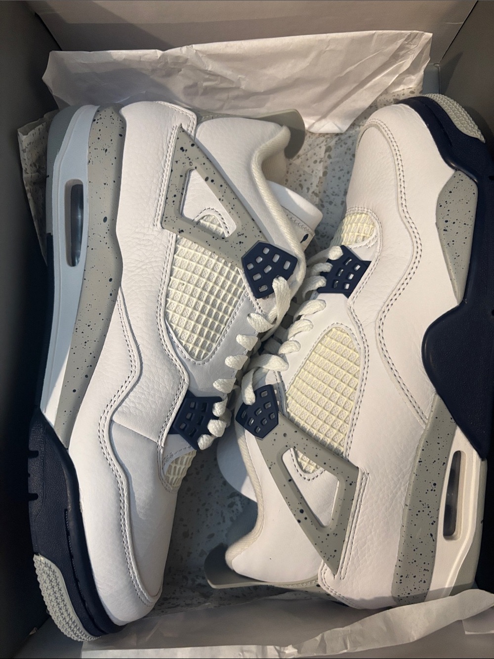 Jordan Kids White Navy and Grey Retro Basketball Sneakers